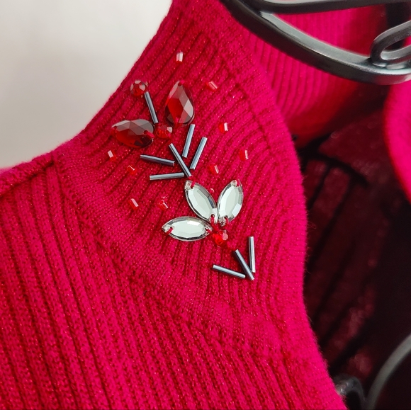 Lauren Michelle Sweater, M, Red, NWT - Picture 5 of 7